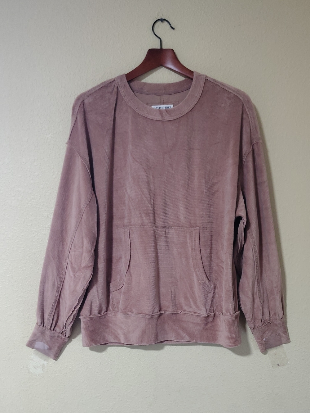 We The Free Preston Velour Slouchy Relaxed Crewneck Sweatshirt Size S Oversized